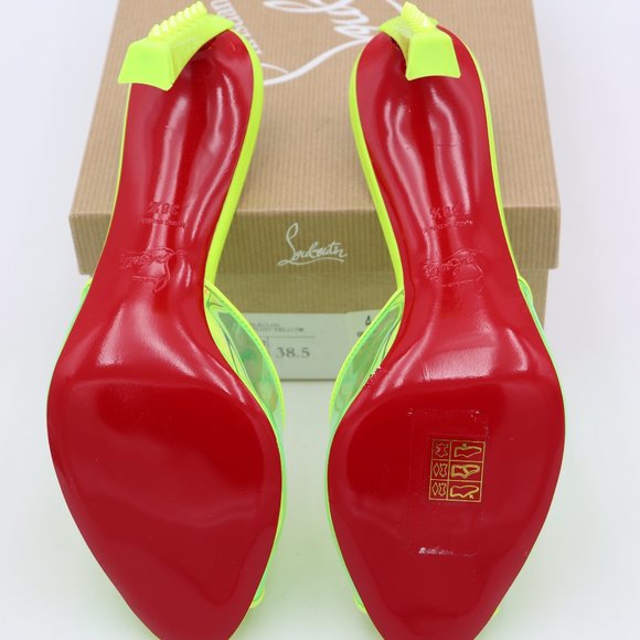 Christian Louboutin Condorapik Yellow Iridescent Spike Mule Sandals - Picture 8 of 13